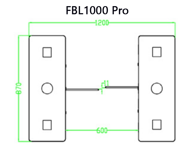 ขนาดด้านบน FBL1000Pro