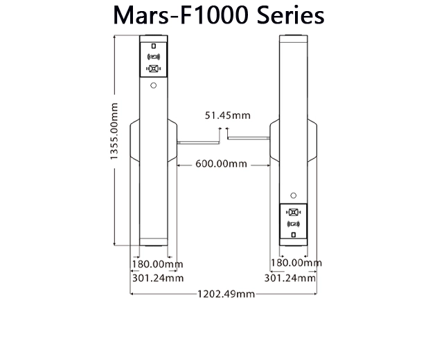 ขนาดด้านบน Mars-F1000